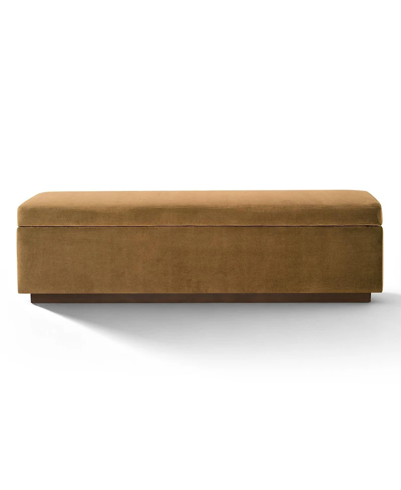 Maison Boucle 60" Velvet Storage Bench Ottoman with Lift-Top and Walnut Base