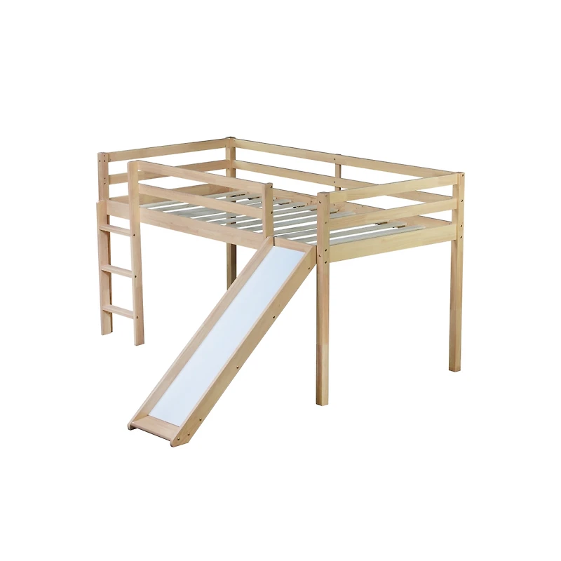 Streamdale Furniture Low Loft Bed with Slide and Ladder