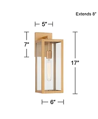 John Timberland Titan Modern Outdoor Wall Light Fixtures Set of 2 Soft Gold Rectangular Frame Clear Glass for Post Exterior Barn