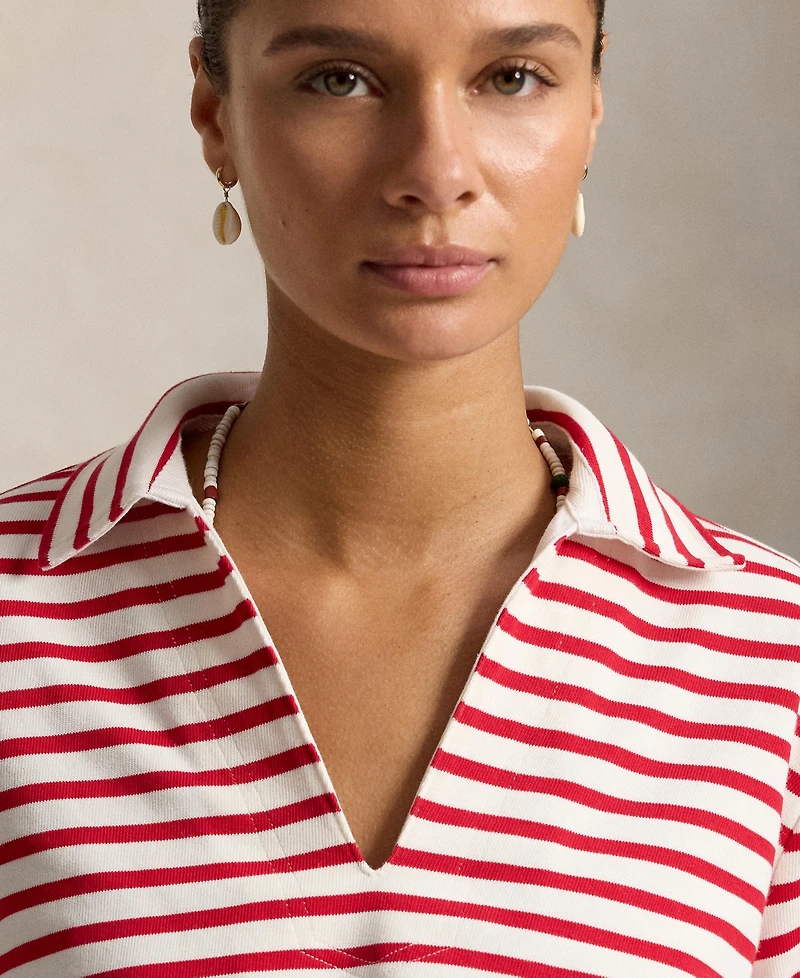Polo Ralph Lauren Women's Striped Split-Placket Mariner Pull-On T-Shirt