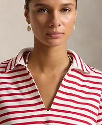 Polo Ralph Lauren Women's Striped Split-Placket Mariner Pull-On T-Shirt