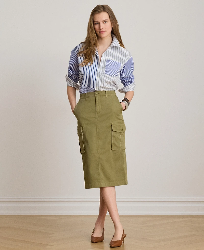 Lauren Ralph Women's Zip & Fly Chino Cargo Pencil Skirt