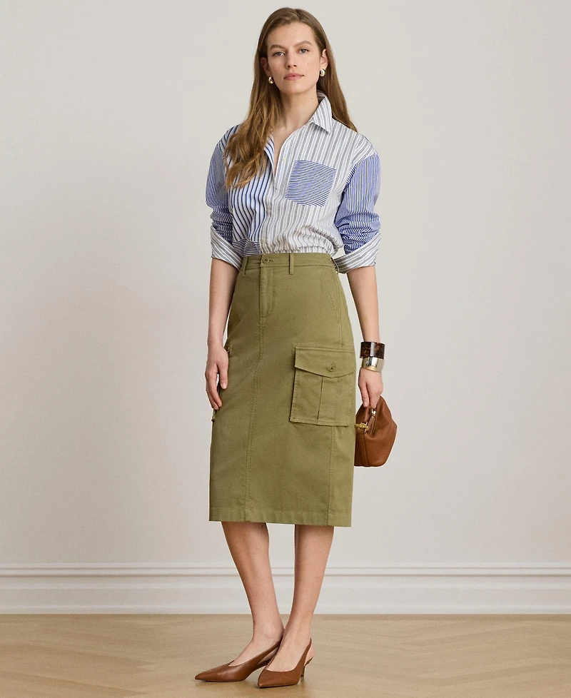 Lauren Ralph Women's Zip & Fly Chino Cargo Pencil Skirt