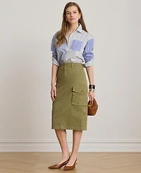 Lauren Ralph Women's Zip & Fly Chino Cargo Pencil Skirt