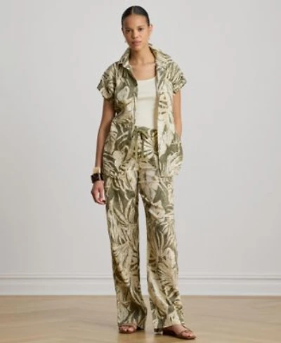 Lauren Ralph Lauren Womens Mid Rise Palm Frond Print Wide Leg Pants