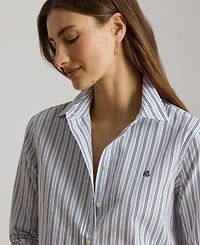 Lauren Ralph Women's Point Collar Striped Broadcloth Shirt