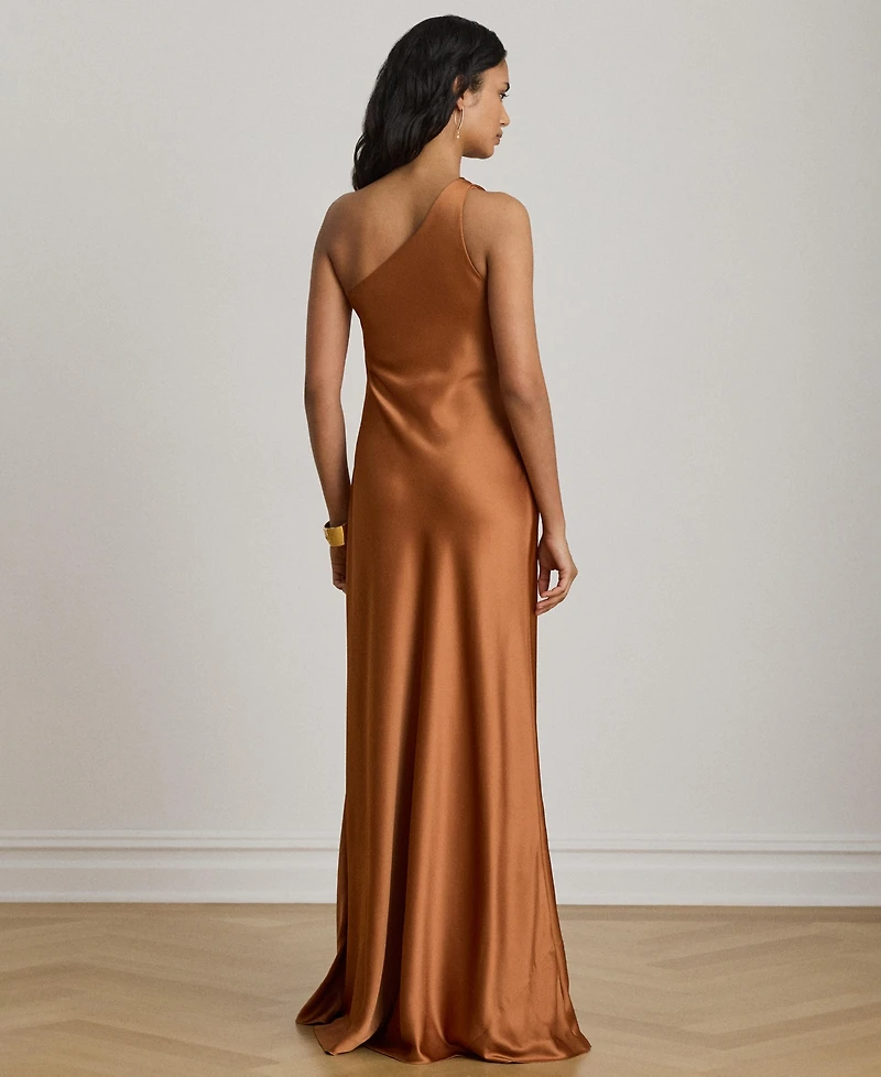 Lauren Ralph Satin Charmeuse One-Shoulder Gown