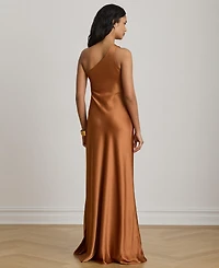 Lauren Ralph Satin Charmeuse One-Shoulder Gown
