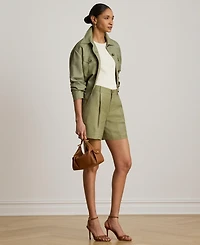 Lauren Ralph Women's High-Rise Pleated Twill Shorts