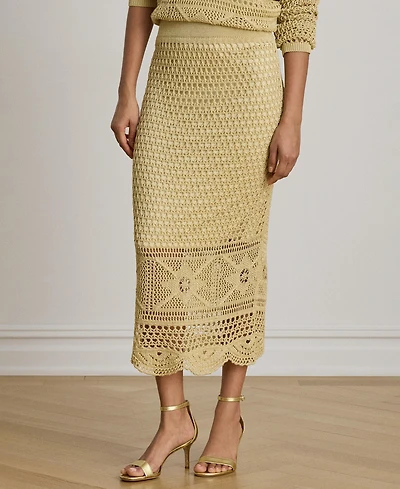 Lauren Ralph Women's Scallop Hem A-Line Midi Pencil Skirt