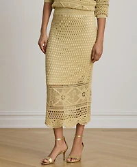 Lauren Ralph Women's Scallop Hem A-Line Midi Pencil Skirt