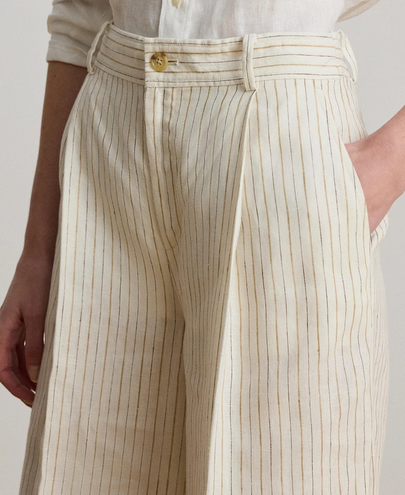 Lauren Ralph Women's High-Rise Pinstripe Wide-Leg Pants