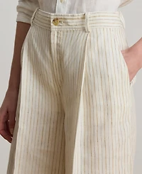 Lauren Ralph Women's High-Rise Pinstripe Wide-Leg Pants