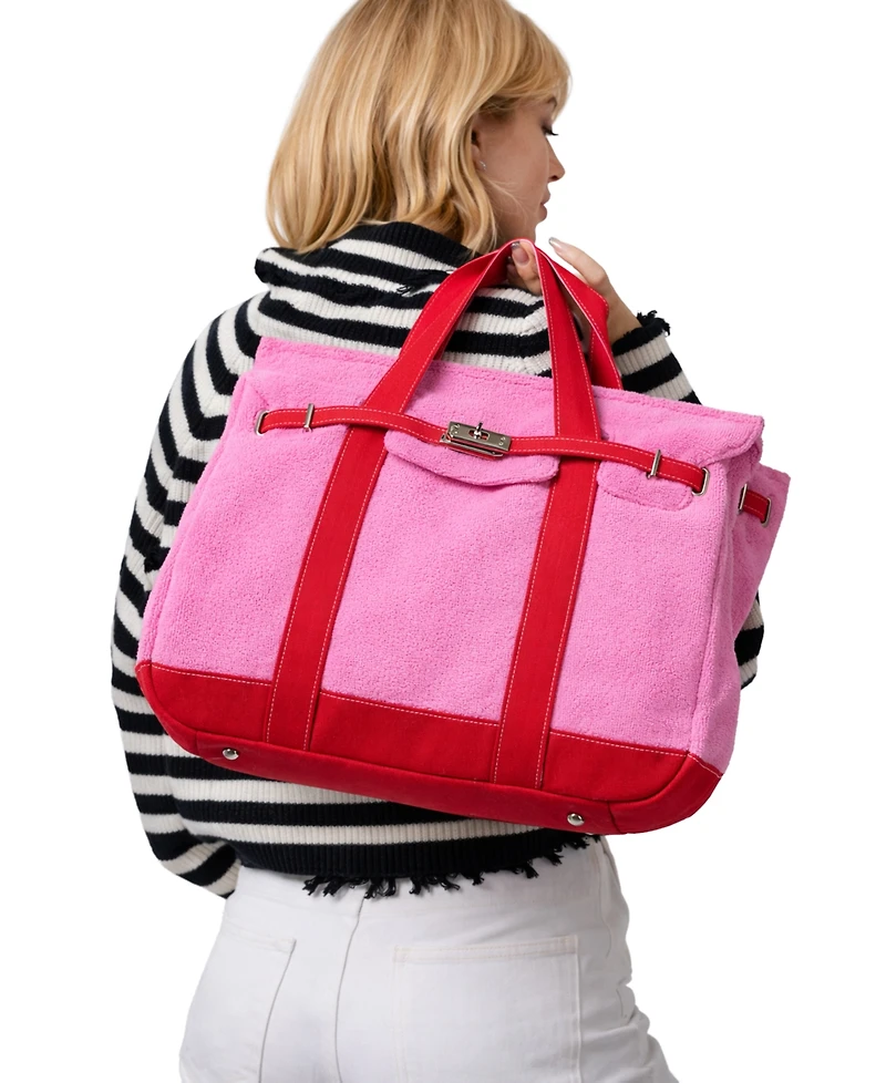 Sunwin Madaket Terry and Cotton Canvas Large Tote Handbag