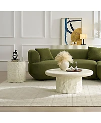 Streamdale Furniture Fiberglass Round Coffee Table, Modern Stone Look