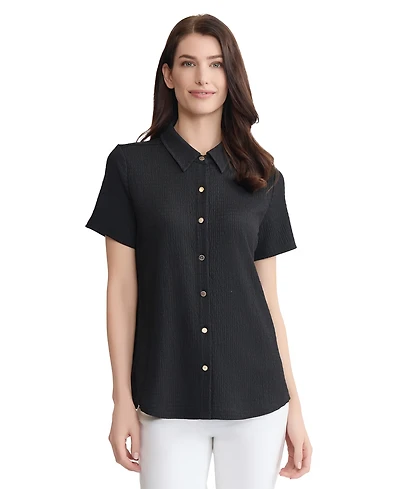 Jones New York Women's Short-Sleeve Button-Front Shirt