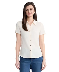 Jones New York Women's Short-Sleeve Button-Front Shirt