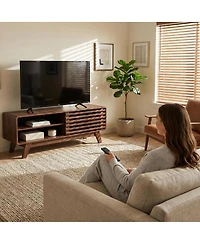 Streamdale Furniture Mid-Century Modern Tv Stand with Slatted Sliding Door