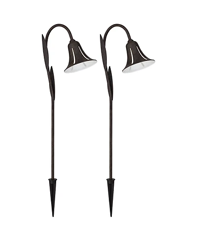 John Timberland Tulip High Country Outdoor Landscape Path Lights Porch House Set of 2 Led Bulb Dark Rust Finish Metal