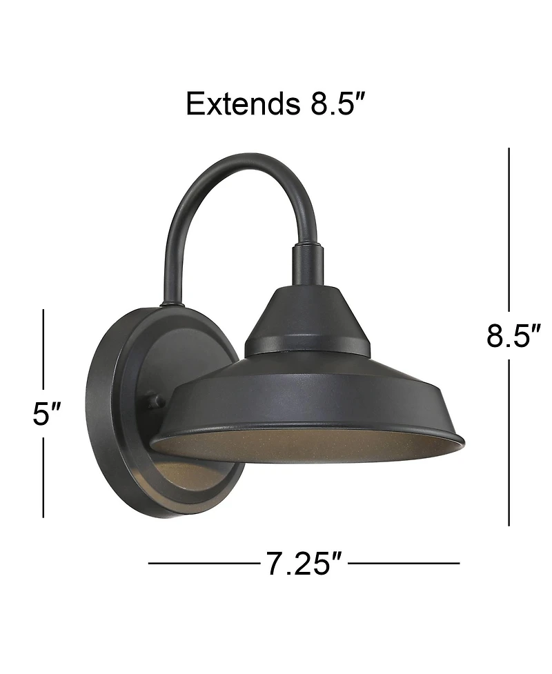 John Timberland Westley Rustic Farmhouse Outdoor Wall Light Fixtures Set of 2 Led Dark Sky Gooseneck Arm 8 for Post Exterior