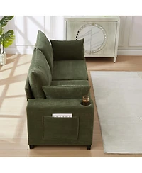 Streamdale Furniture 78" Corduroy Sofa with Usb, Cup Holders, Side Pocket