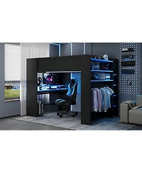 Streamdale Furniture Twin Bunk Bed with Desk, Shelves and Lamp