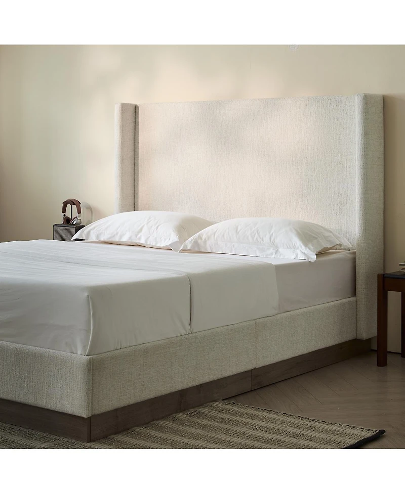 Streamdale Furniture Oat Boucle Wingback Platform Bed