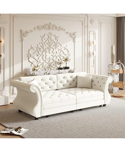 Streamdale Furniture Oversized Chesterfield Pull Out Sofa Bed, Velvet Couch