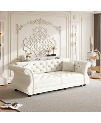 Streamdale Furniture Oversized Chesterfield Pull Out Sofa Bed, Velvet Couch