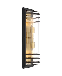 John Timberland Habitat High Modern Outdoor Wall Light Fixture Mount Porch House Set of 2 2-Light and Brass Finish