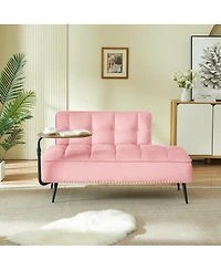 Streamdale Furniture Modern 54" Velvet Loveseat w/ Rotating Side Table