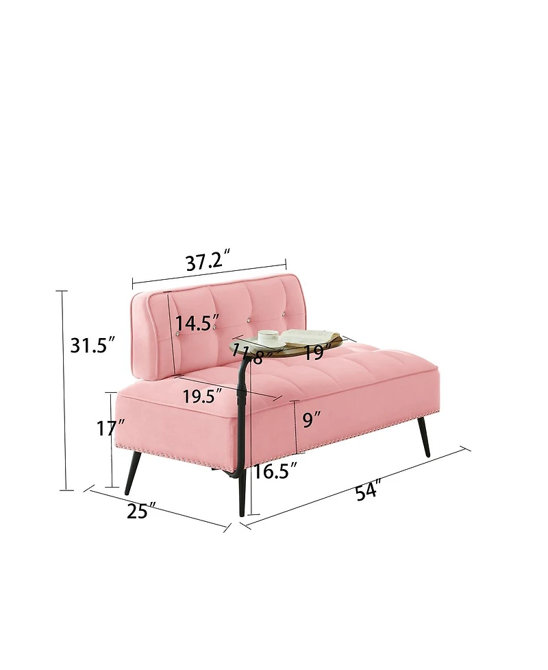 Streamdale Furniture Modern 54" Velvet Loveseat w/ Rotating Side Table