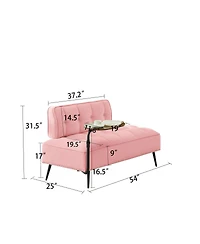 Streamdale Furniture Modern 54" Velvet Loveseat w/ Rotating Side Table