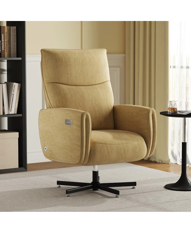 Streamdale Furniture Electric Swivel Recliner Usb ,Type-c, Velvet Accent Chair