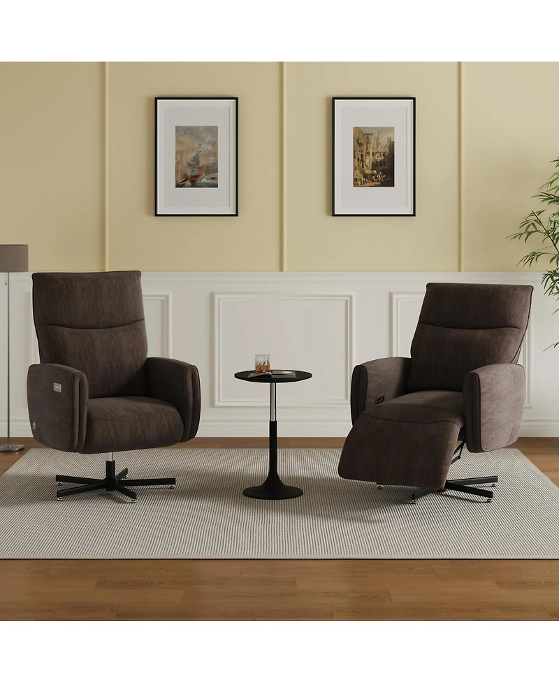 Streamdale Furniture Electric Swivel Recliner w/ Usb/Type-c, Velvet Accent Chair