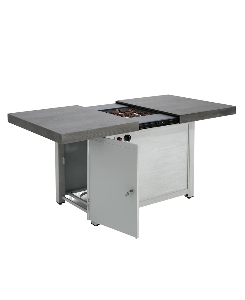 Flynama Extendable Rectangle Aluminum Alloy Fire Pit Table 50000 Btu Top Galvanized Steel Frame
