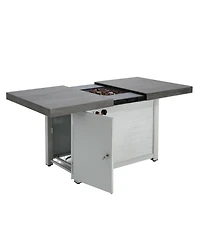 Flynama Extendable Rectangle Aluminum Alloy Fire Pit Table 50000 Btu Top Galvanized Steel Frame