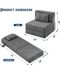 gaomon 4-in-1 Folding Sofa Bed and Chair Bed - Convertible Sleeper, Fold Out Loveseat Sofa Couch with Pillow, Tufted Floor Lounge.