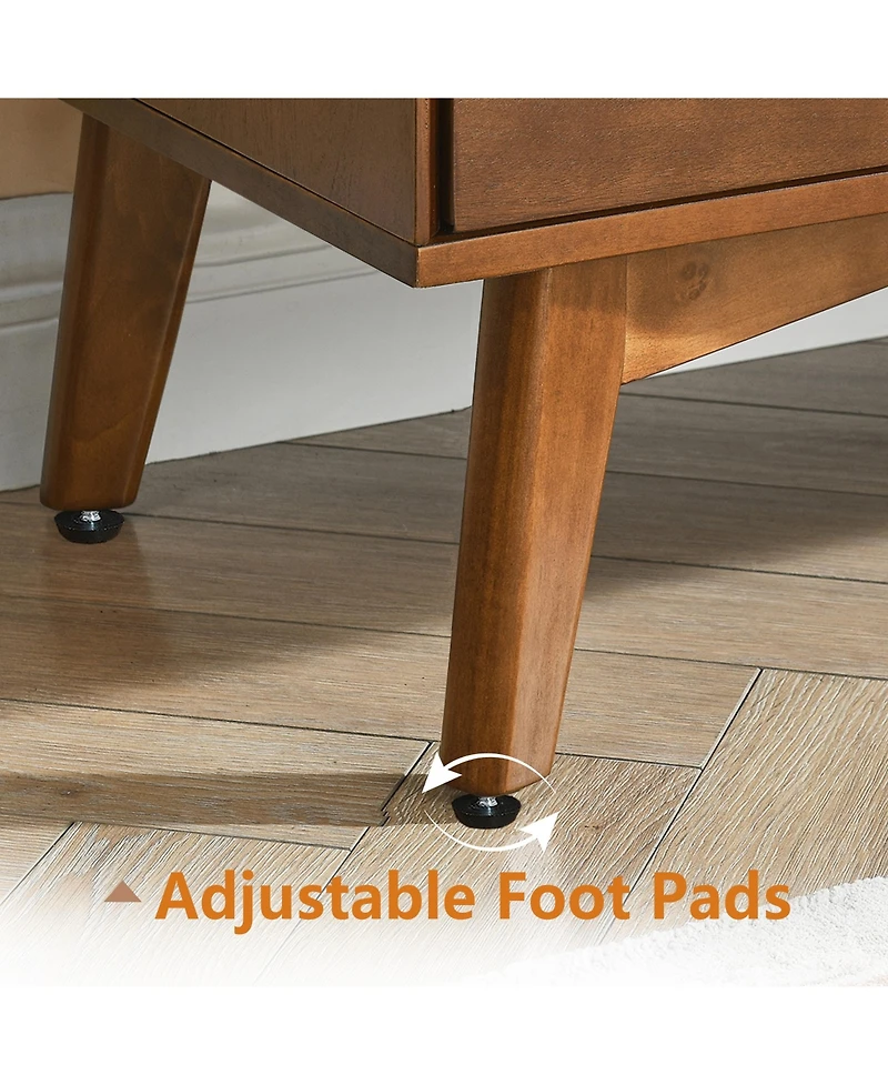 Rainsken Buffet Cabinet, 47.3" Mid Century Modern Sideboard with 2 Doors and 3 Drawers, Accent Console Table for Kitchen, Living Room