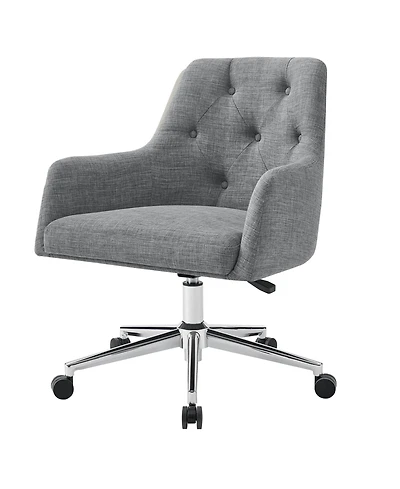 Boyel Living Button-Tufted Linen Office Chair with Swivel Base and Rolling Casters