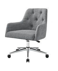Boyel Living Button-Tufted Linen Office Chair with Swivel Base and Rolling Casters