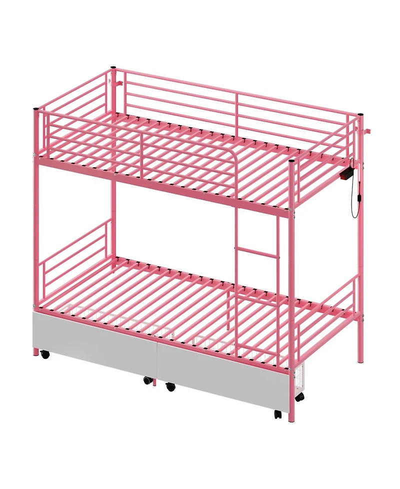 Streamdale Furniture Metal Bunk Bed w/Usb, Split, Storage