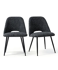 Maison Boucle Set of 2 Upholstered Dining Chairs, Modern Side Metal Legs