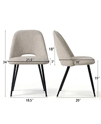 Maison Boucle Set of 2 Upholstered Dining Chairs, Modern Side Metal Legs
