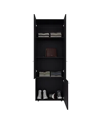 Flynama Wengue 66.9inch 3-Door Armoire with 4 Shelves Bedroom Vertical Storage Cabinet