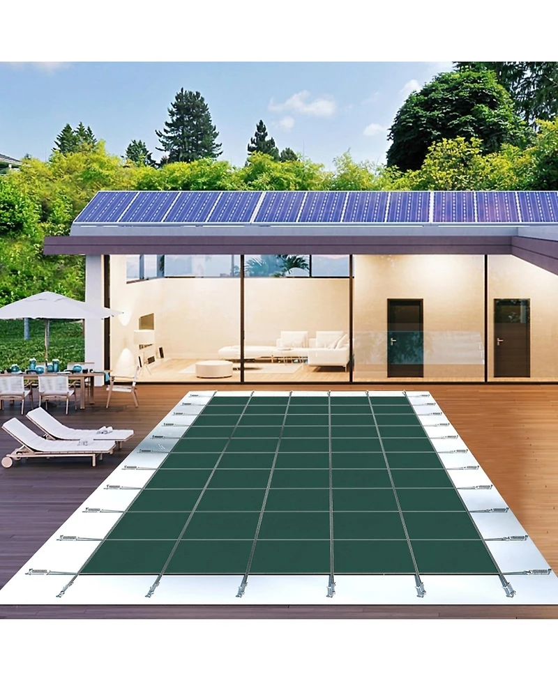 Sugift 16x40ft Pool Safety Cover Mesh with Drainage Holes Winter Cover