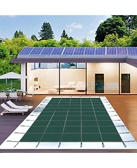 Sugift 16x40ft Pool Safety Cover Mesh with Drainage Holes Winter Cover