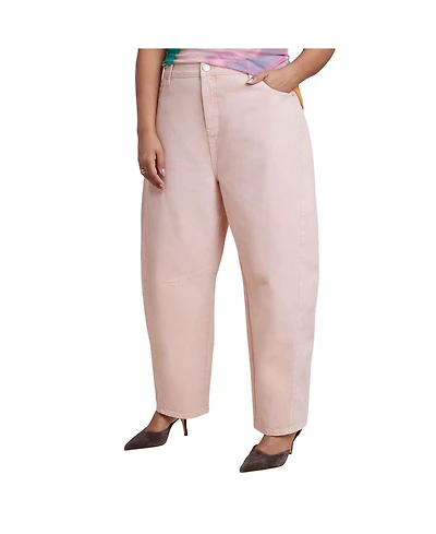 Eloquii Women's Pink Wash Barrel Leg Jean