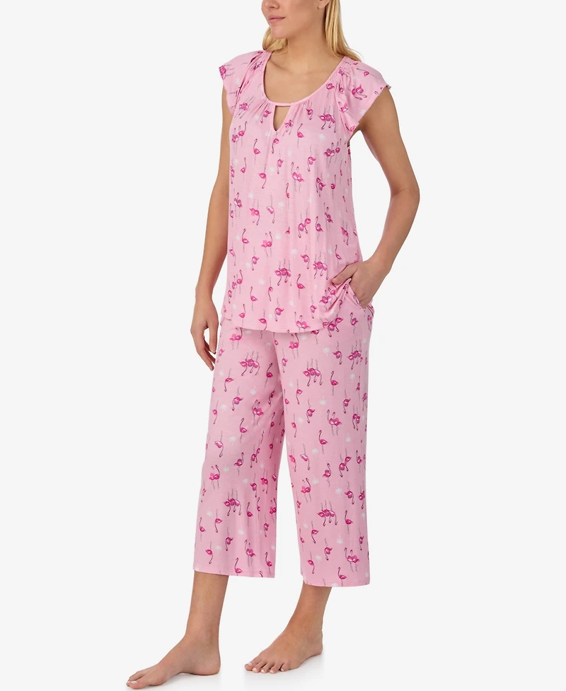 Ellen Tracy Women's Scoop Neck Top & Cropped Pajama Pants, 2-Piece Set