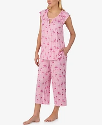 Ellen Tracy Women's Scoop Neck Top & Cropped Pajama Pants, 2-Piece Set